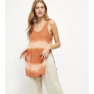 Free People Women's Joni Maxi Cotton Sleeveless Tunic Tank Top Size M In Orange